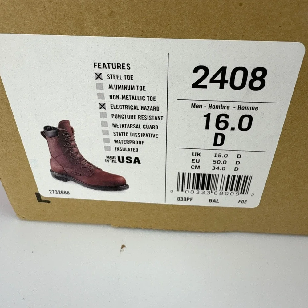 Red Wing Supersole 8-inch Safety Toe Boot‎ Leather Mens Size 16 D 2408 NOS